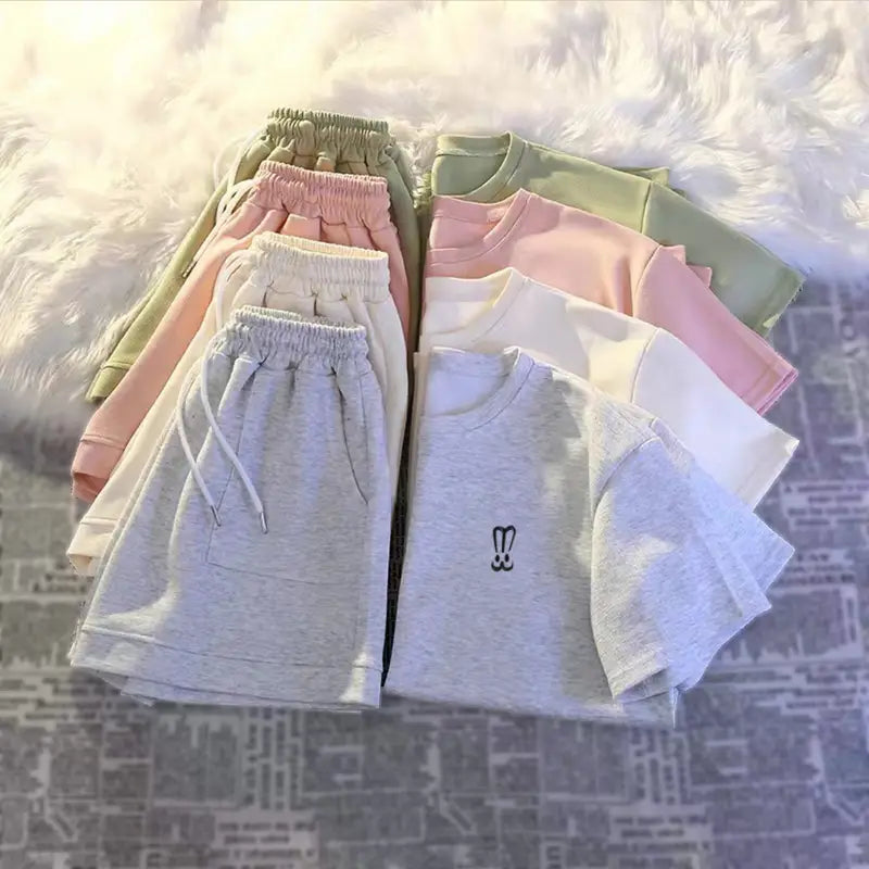 Women's Cord-set Grey Melange Color Relaxed fit for Casual Wear, Women's Sweatshirt & Shorts Set