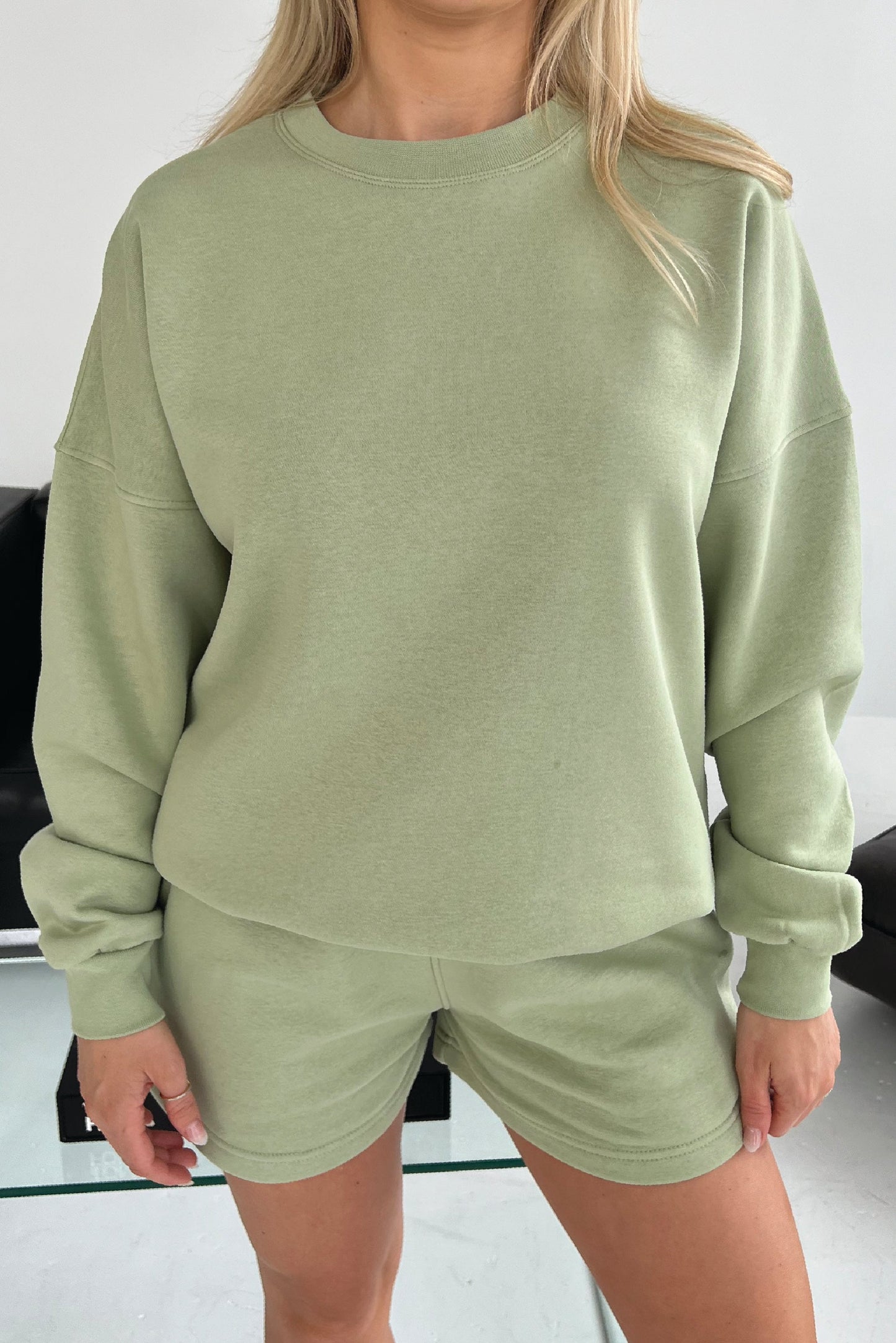 Women's Cord-set for Light Winters Olive Green Color Top & Shorts for Casual Wear, Women's Sweatshirt Hoodie Sets