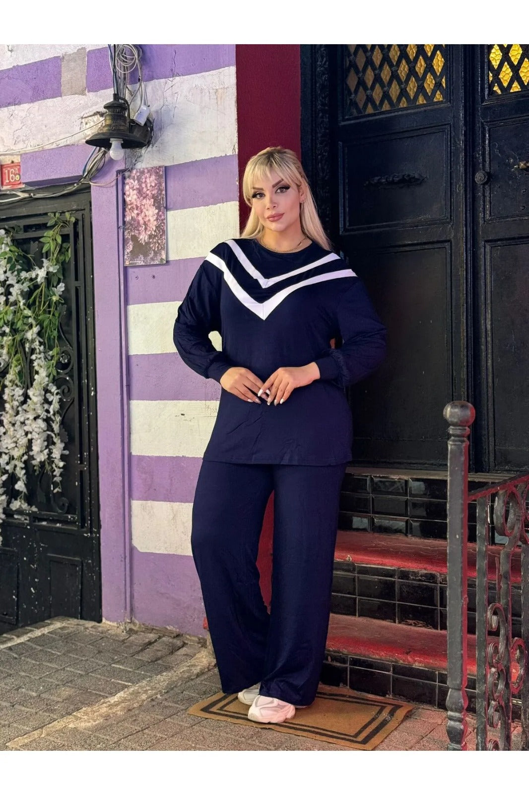 Women's Cord-set Navy Blue Relaxed fit Trendy Fashion for Office and Casual Wear