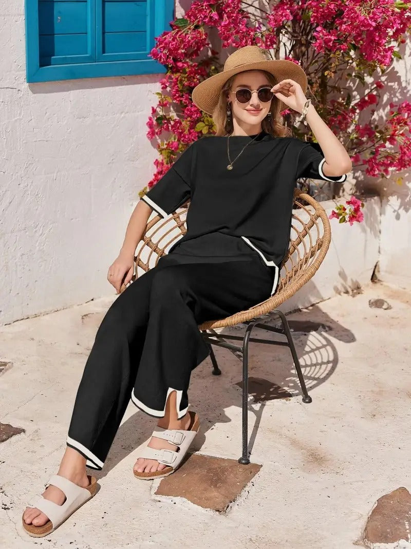 Women's Cord-set Black Relaxed fit Trendy Fashion for Office and Casual Wear