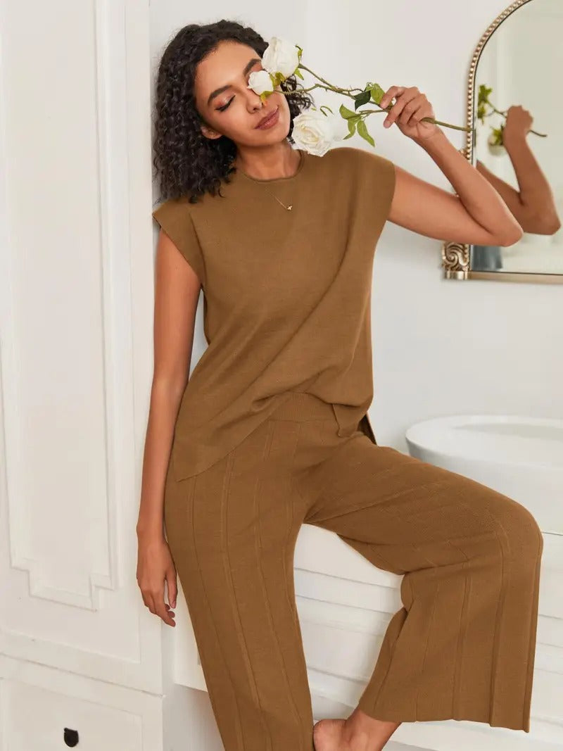 Women's Cord-set Brown Relaxed fit Trendy Fashion for Office and Casual Wear
