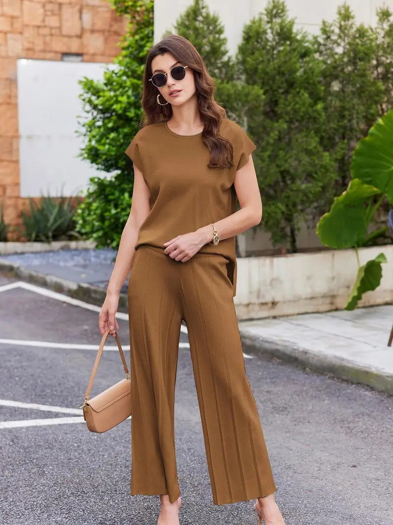 Women's Cord-set Brown Relaxed fit Trendy Fashion for Office and Casual Wear