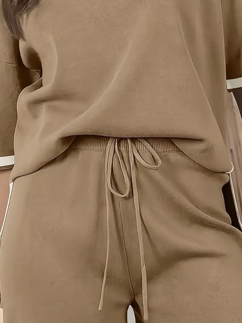 Women's Cord-set Beige Relaxed fit Short Trendy Fashion Casual Wear