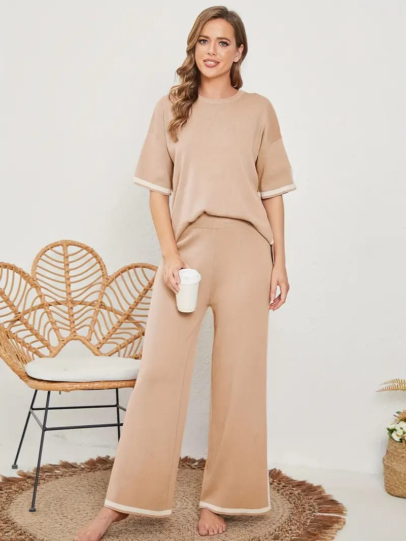 Women's Cord-set Beige Relaxed fit Trendy Fashion for Office and Casual Wear