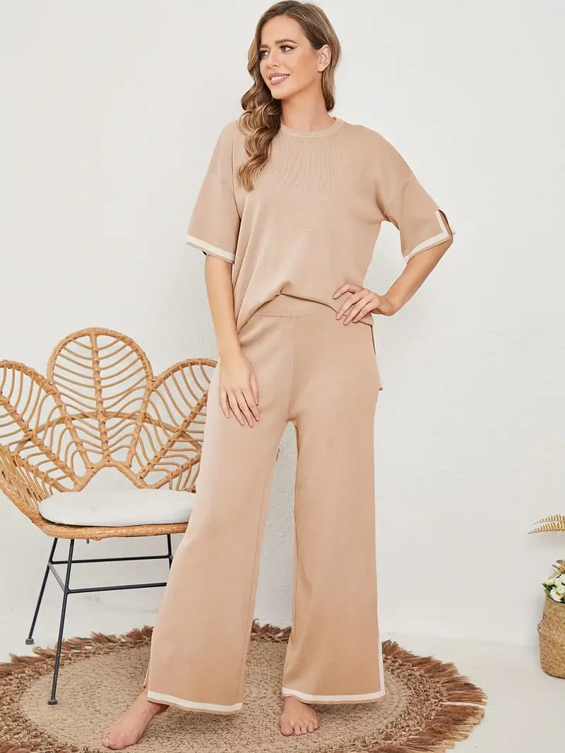 Women's Cord-set Beige Relaxed fit Trendy Fashion for Office and Casual Wear