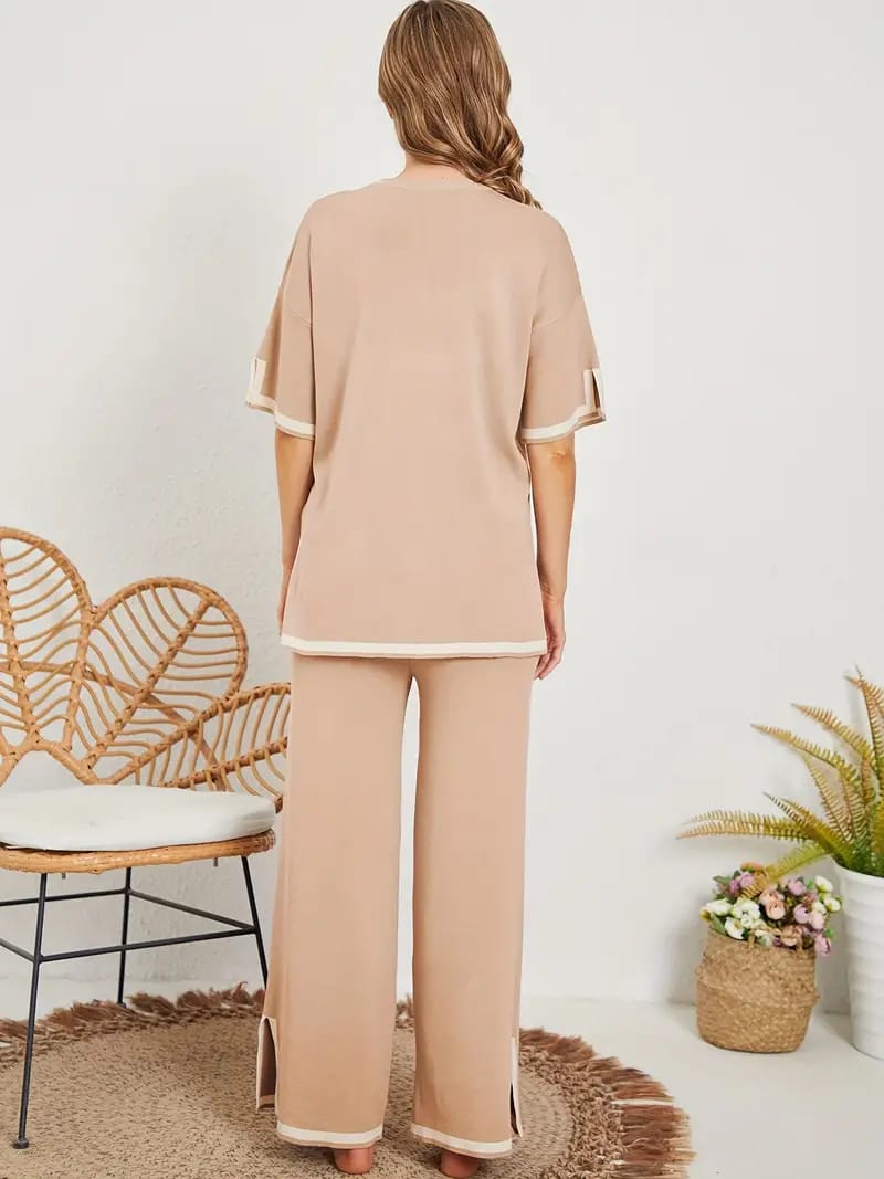 Women's Cord-set Beige Relaxed fit Trendy Fashion for Office and Casual Wear
