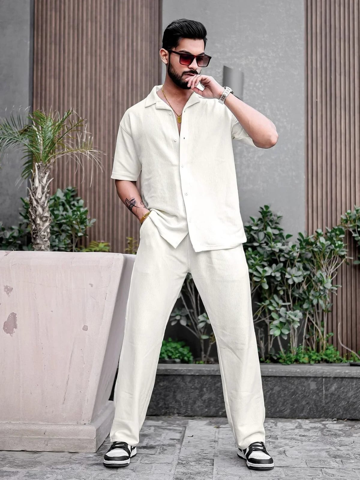 Corduroy Cord-set for Men Beige Color Relaxed fit Trendy Fashion for Office and Casual Wear