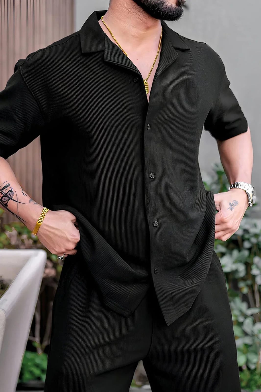 Corduroy Cord-set for Men Black Color Relaxed fit Trendy Fashion for Office and Casual Wear
