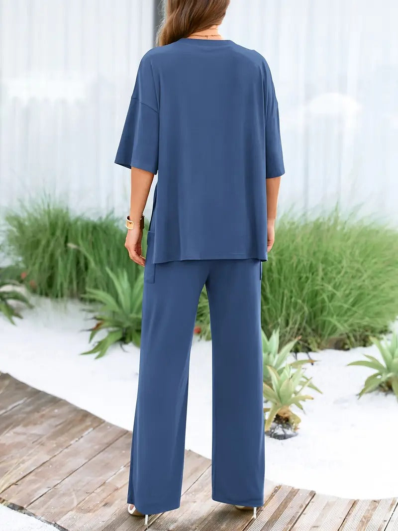 Women's Cord-set Blue Color Relaxed fit Trendy Fashion for Office and Casual Wear