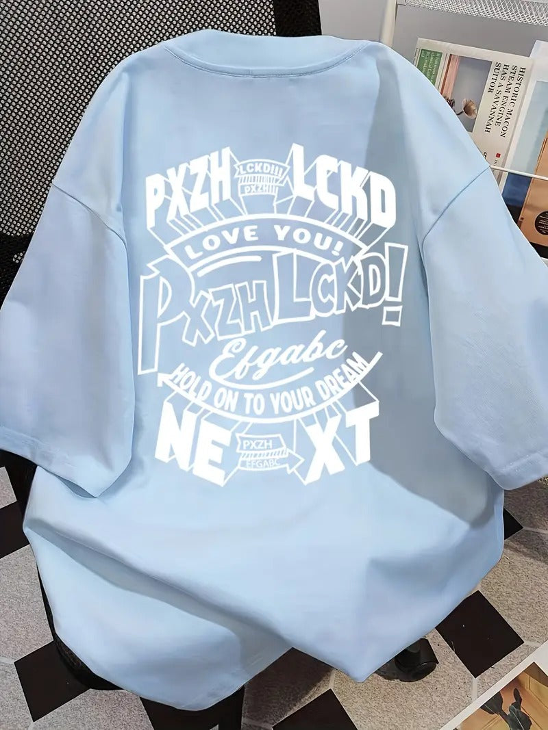 Graphic Oversized Printed Women's T-Shirt Baby Blue Color, Unisex T-shirts