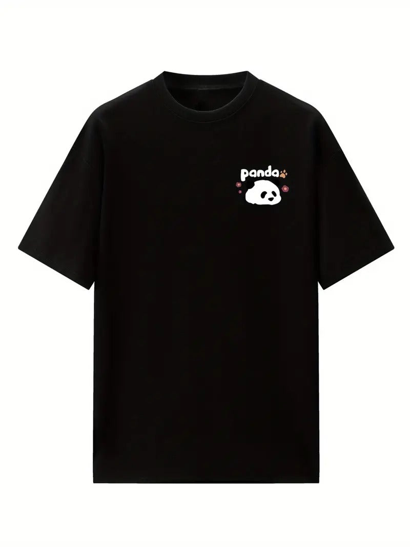 Panda Graphic Oversized Printed Women's T-Shirt Black Color, Unisex