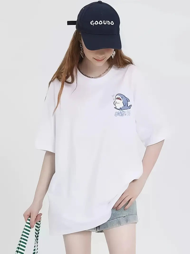 Beach Day Graphic Oversized Printed Women's T-Shirt White Color