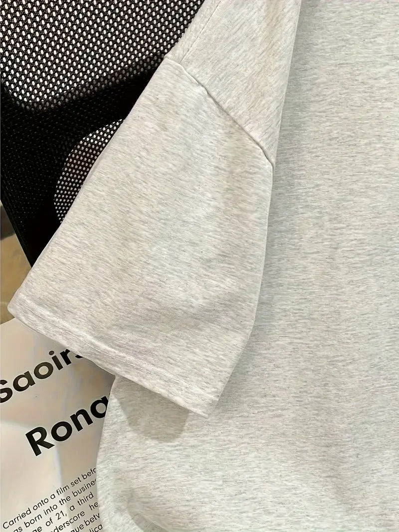 Cute Graphic Oversized Printed Women's T-Shirt Grey Melange Color