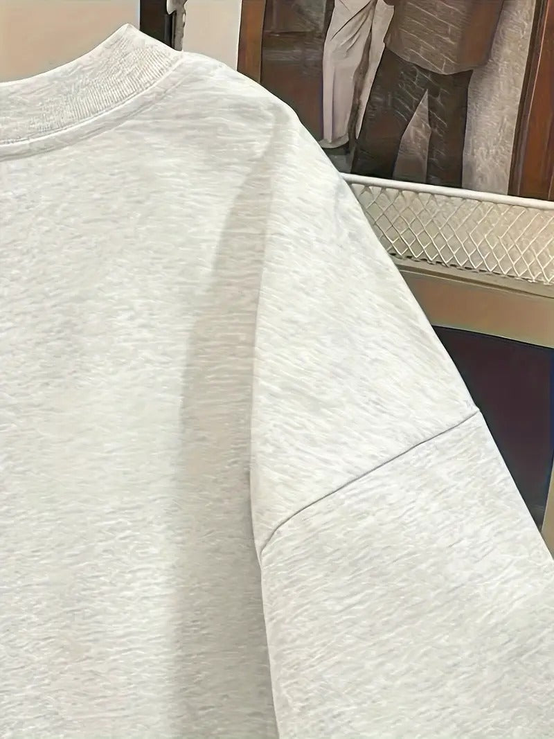 Cute Graphic Oversized Printed Women's T-Shirt Grey Melange Color