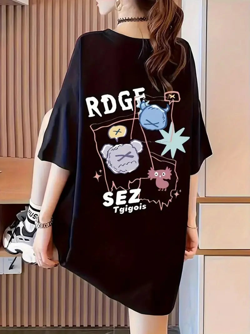 BAO Graphic Oversized Printed Women's T-Shirt Black Color, Unisex