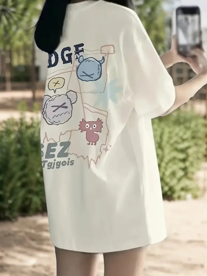 RDGF Graphic Oversized Printed Women's T-Shirt White Color