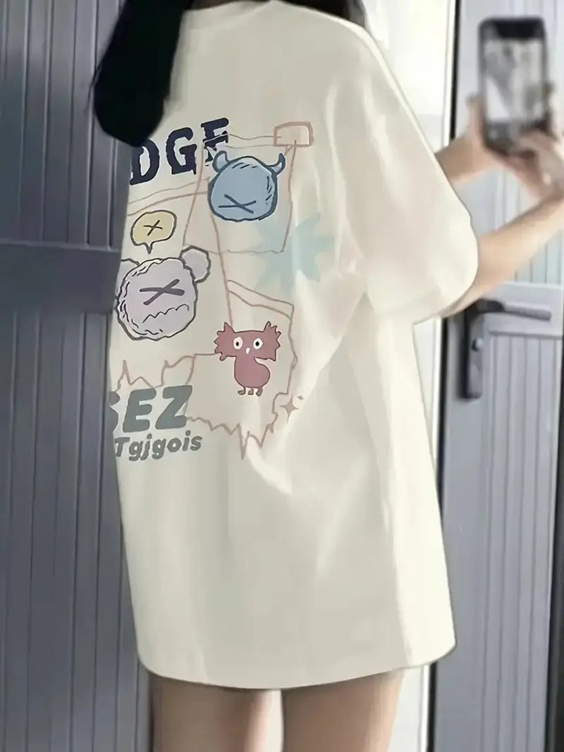 RDGF Graphic Oversized Printed Women's T-Shirt White Color