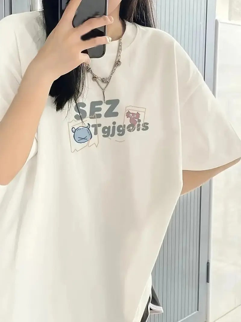 RDGF Graphic Oversized Printed Women's T-Shirt White Color