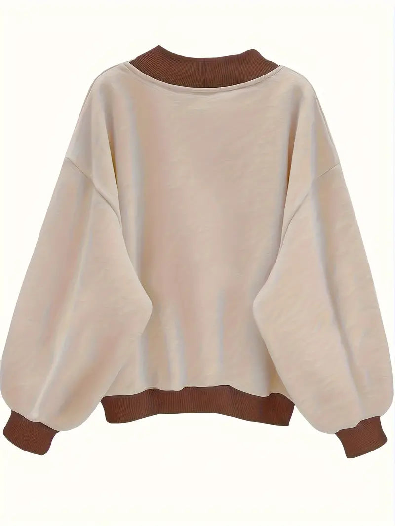 Plain Coffe Beige Color Oversized Women's Sweatshirt Hoodie, Drop Shoulders