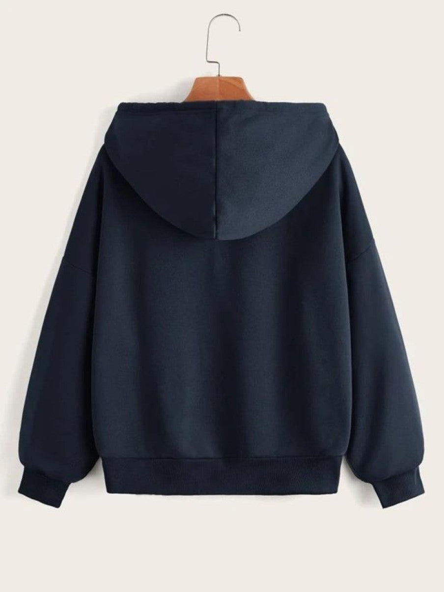 Plain Navy Blue Zipper Women's Sweatshirt Hoodie, Sweatshirt Hoodie for Men, Unisex Sweatshirt Hoodie