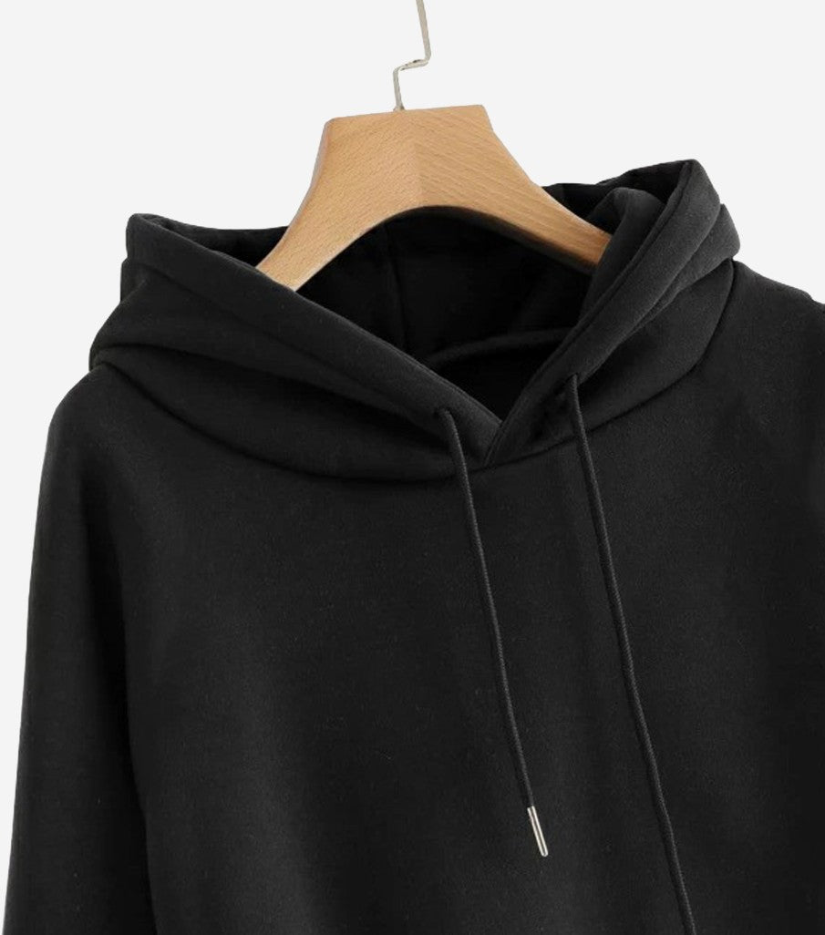 Plain Black Women's Sweatshirt Hoodie, Sweatshirt Hoodie for Men, Unisex Sweatshirt Hoodie