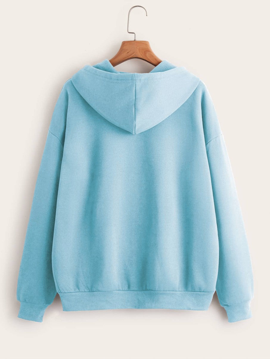 Plain Baby Blue Zipper Women's Sweatshirt Hoodie, Sweatshirt Hoodie for Men, Unisex Sweatshirt Hoodie
