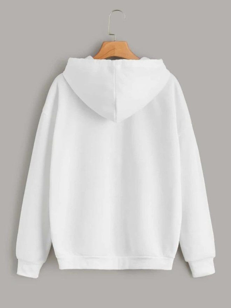 Plain White Zipper Women's Sweatshirt Hoodie, Sweatshirt Hoodie for Men, Unisex Sweatshirt Hoodie