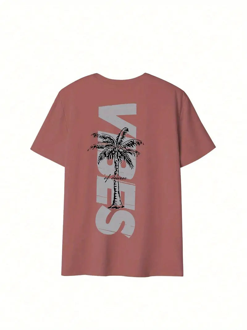 Vibes Graphic Oversized Printed Women's T-Shirt Dark Onion Color, Unisex, Back Print