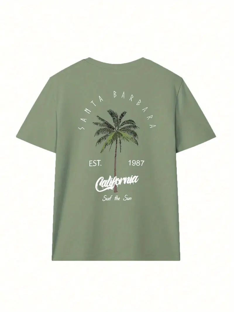 California Graphic Oversized Printed Women's T-Shirt Green Color, Unisex, Back Print