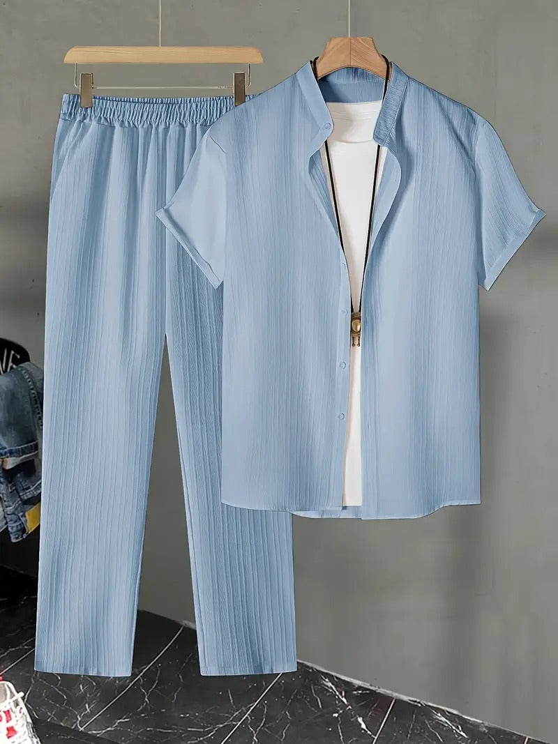 Cord-set for Men Light Sky Color Relaxed fit Trendy Fashion for Office and Casual Wear