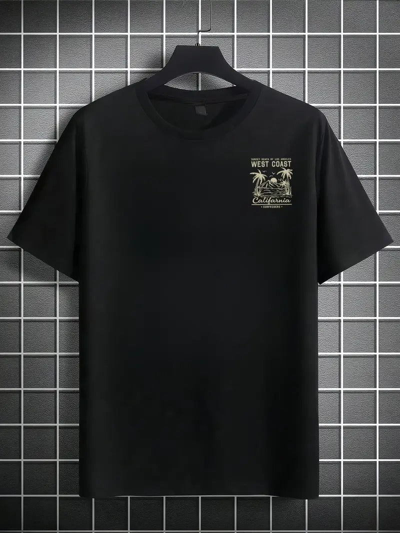 West Coast Graphic Loose-Fitting Black Oversized Printed T-Shirt for Men & Unisex