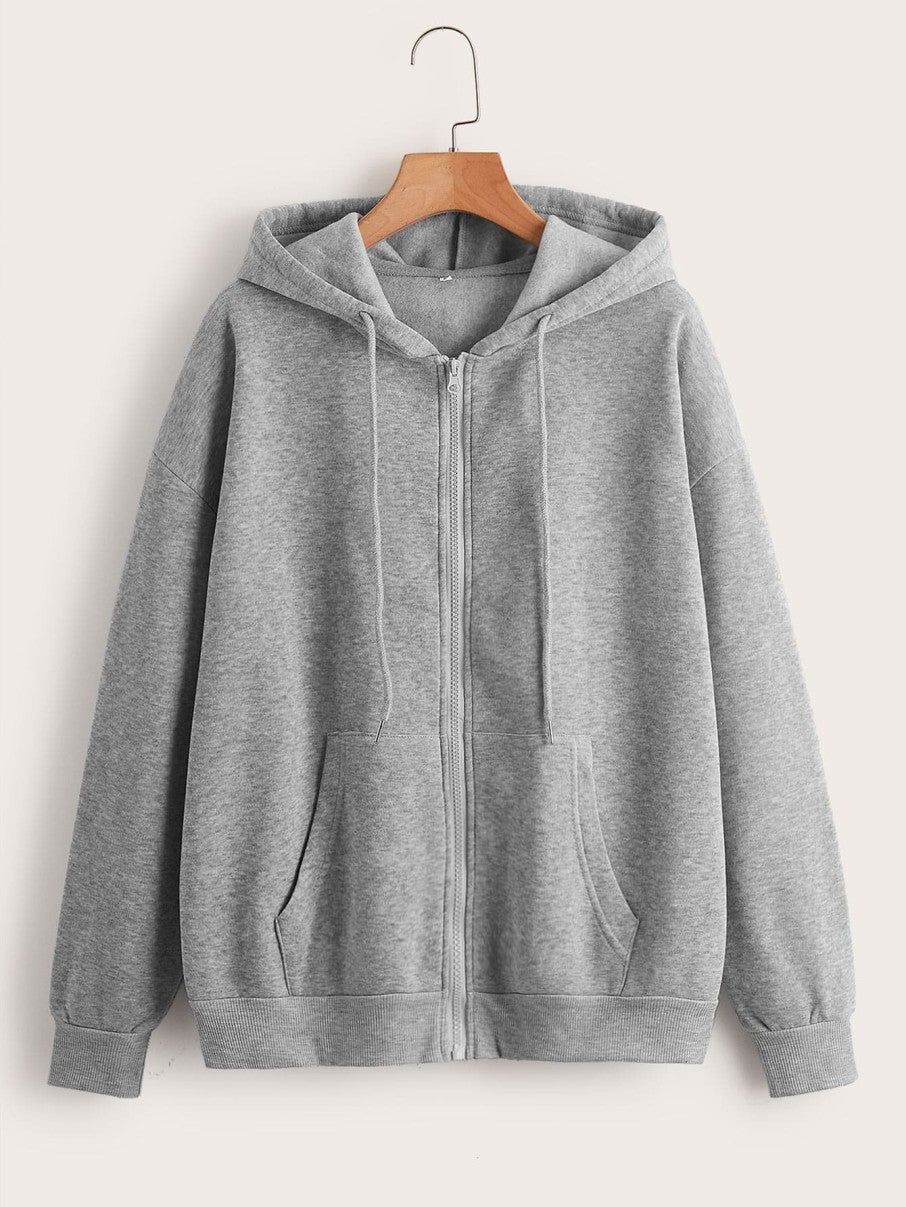 Plain Grey Melange Zipper Women's Sweatshirt Hoodie, Sweatshirt Hoodie for Men, Unisex Sweatshirt Hoodie