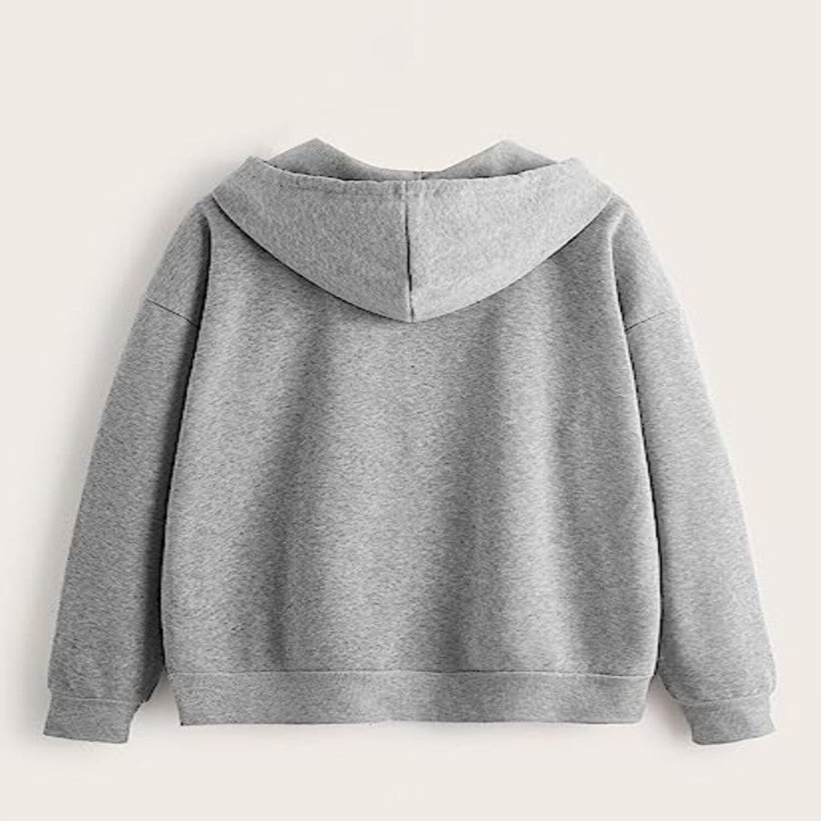 Plain Grey Melange Zipper Women's Sweatshirt Hoodie, Sweatshirt Hoodie for Men, Unisex Sweatshirt Hoodie