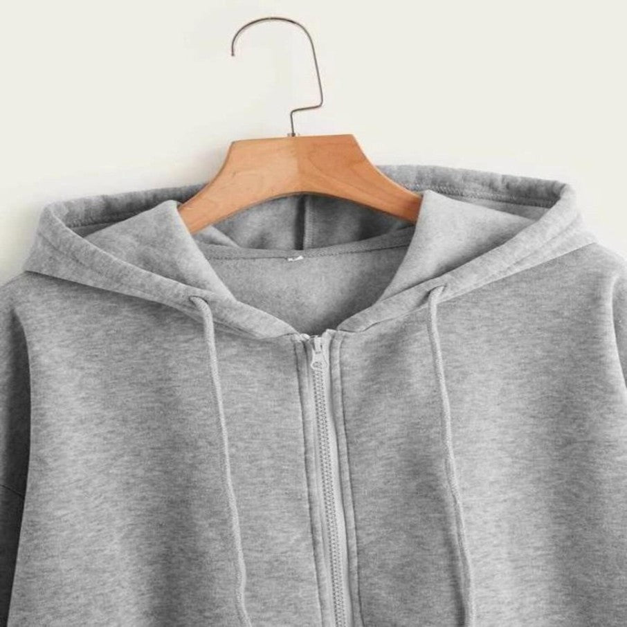 Plain Grey Melange Zipper Women's Sweatshirt Hoodie, Sweatshirt Hoodie for Men, Unisex Sweatshirt Hoodie