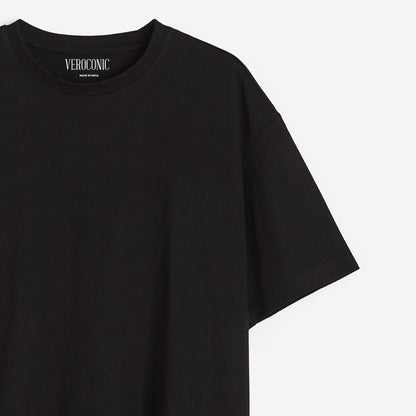Veroconic Plain Black Oversized Cotton T-shirt