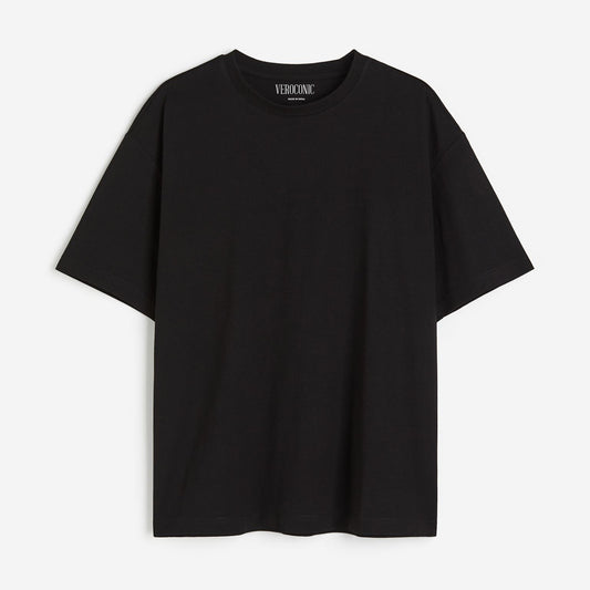 Veroconic Plain Black Oversized Cotton T-shirt