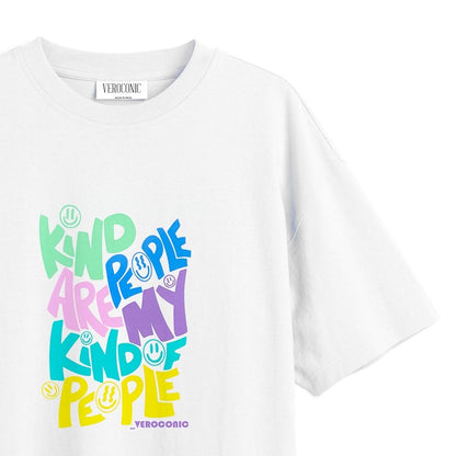 Kind People Are My Kind of People Printed Oversized White Cotton T-shirt