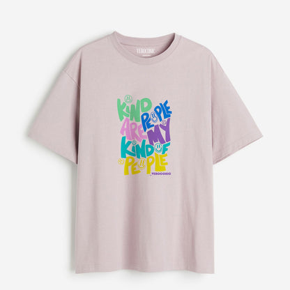 Kind People Are My Kind of People Printed Oversized Lavender Cotton T-shirt