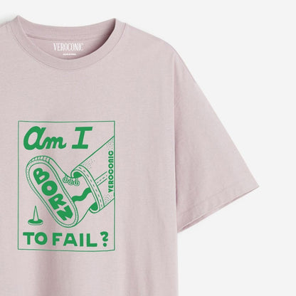 Am I Born To Fail Graphic Printed Oversized Lavender Cotton T-shirt