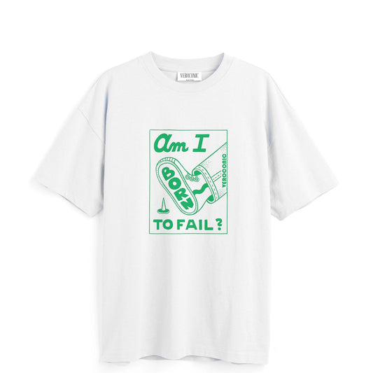 Am I Born To Fail Graphic Printed Oversized White Cotton T-shirt