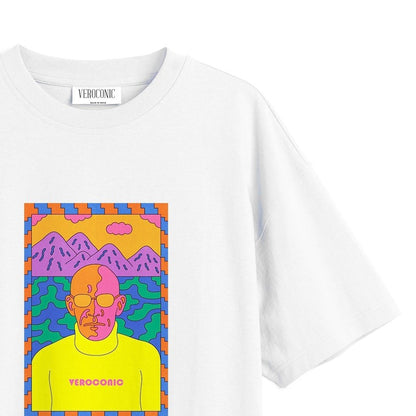 Veroconic Head Graphic Printed Oversized White Cotton T-shirt