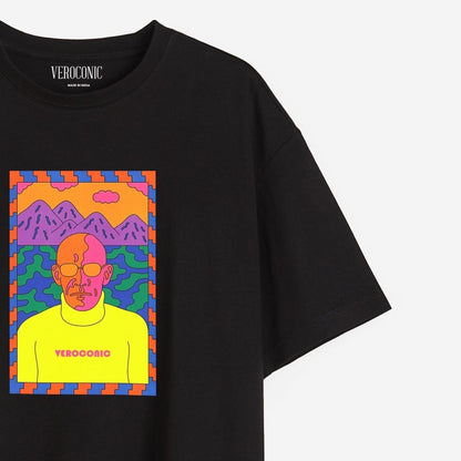 Veroconic Head Graphic Printed Oversized Black Cotton T-shirt