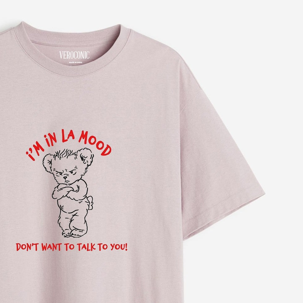 I’M IN LA MOOD Graphic Printed Oversized Lavender Cotton T-shirt
