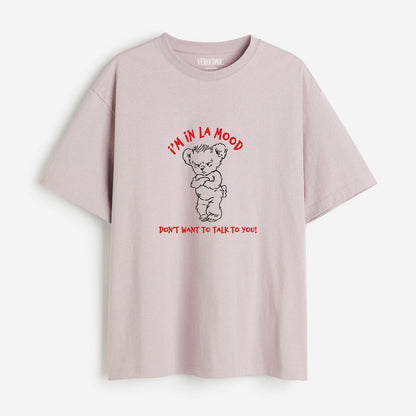 I’M IN LA MOOD Graphic Printed Oversized Lavender Cotton T-shirt