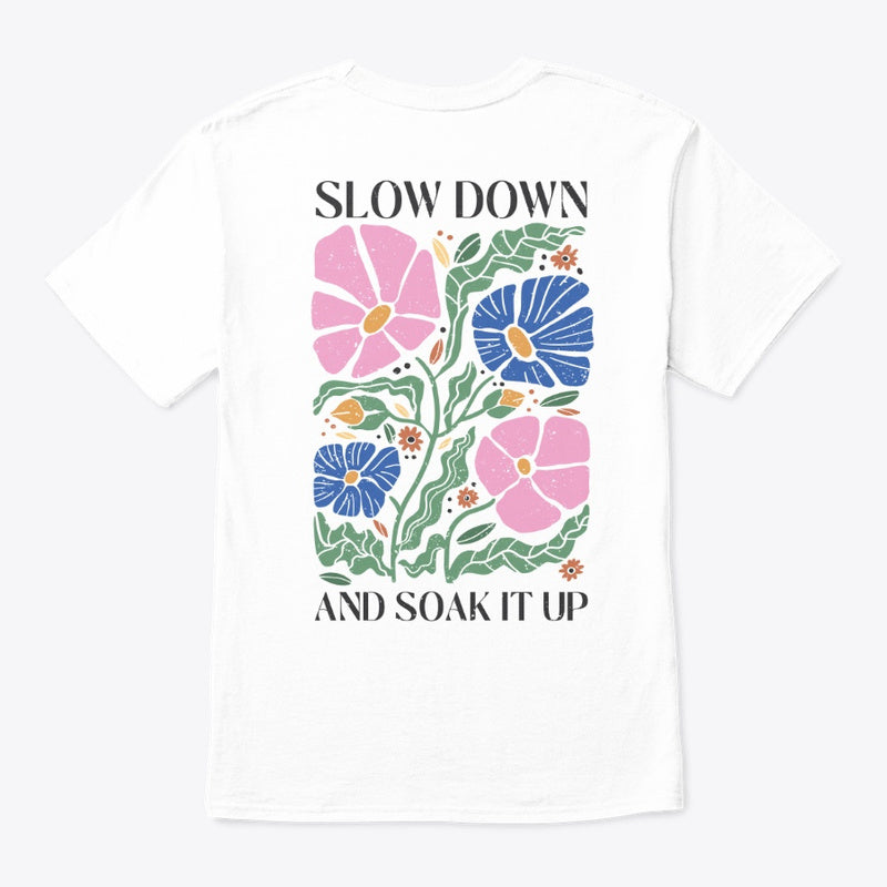 Slow Down And Soak It Up Printed White Cotton T-shirt