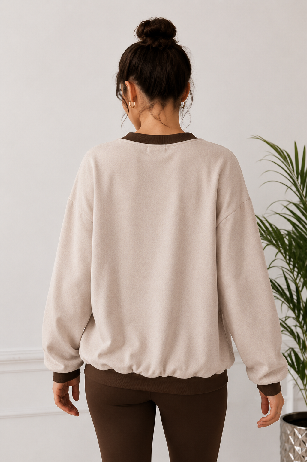 Women V-Neck Printed Sweatshirt