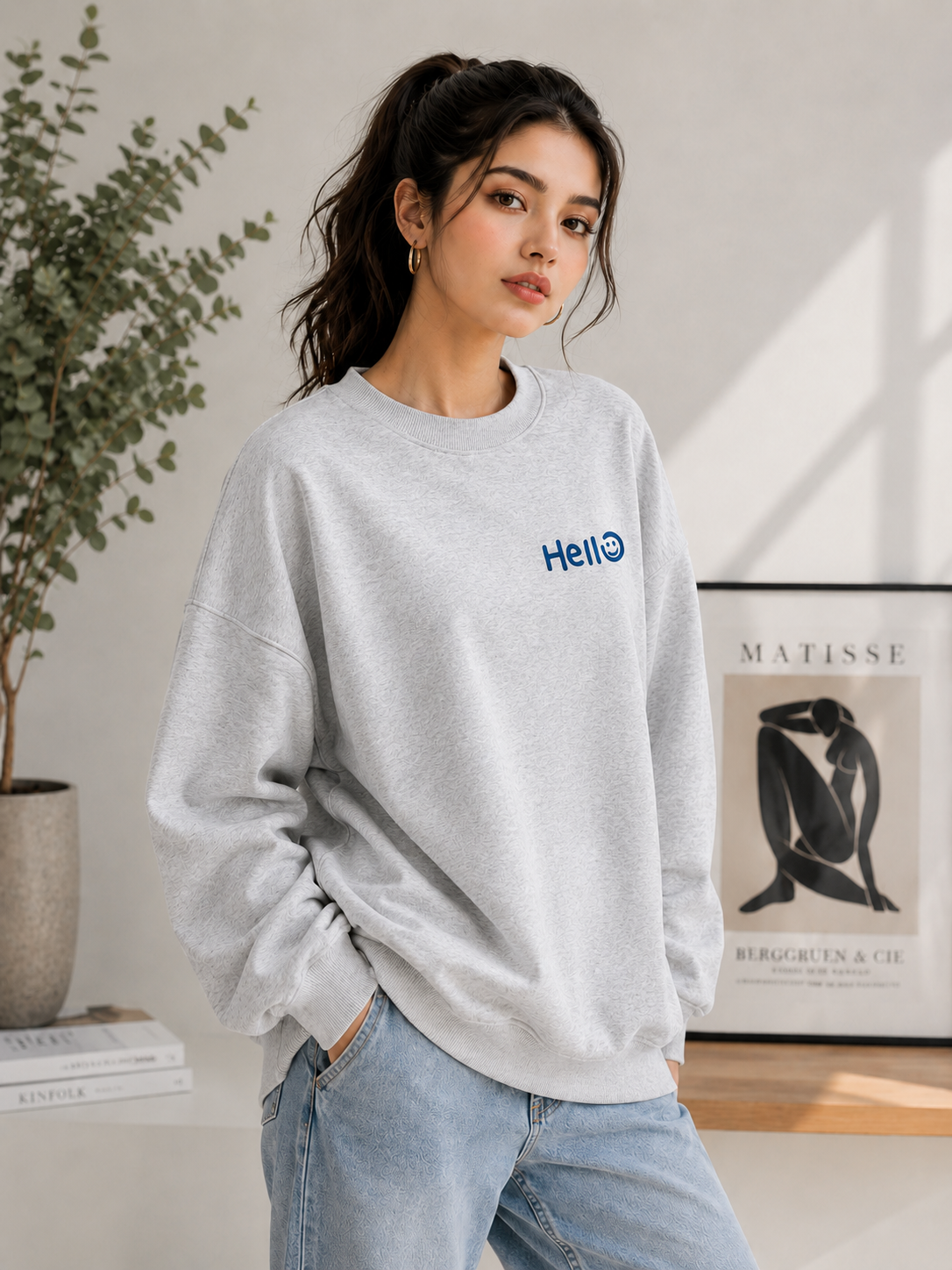 Women Crew Neck Printed Sweatshirt