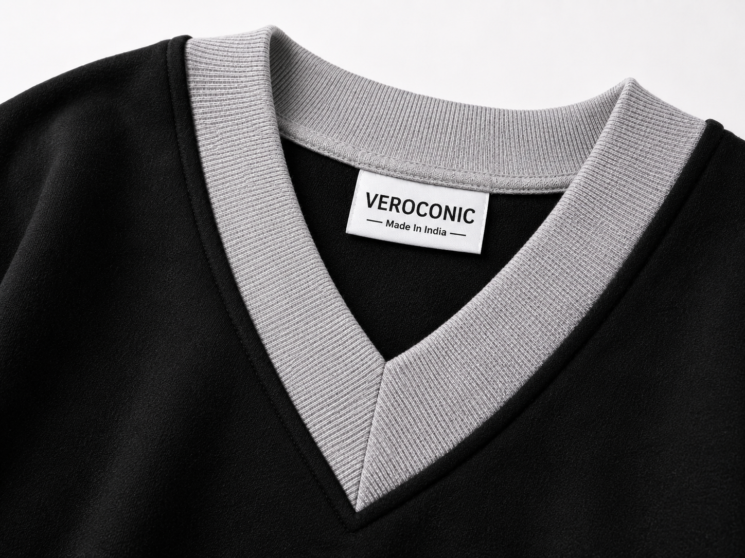 Women V-Neck Plain Sweatshirt