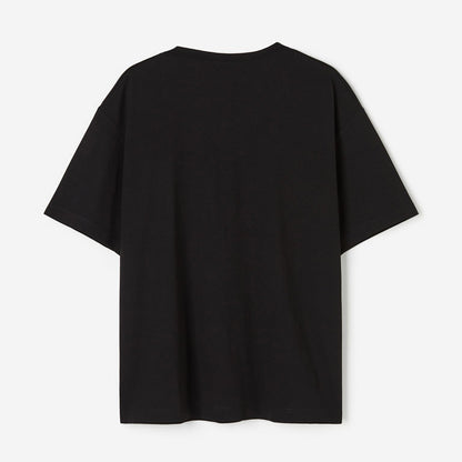Lucky Me Printed Oversized Black Cotton T-shirt