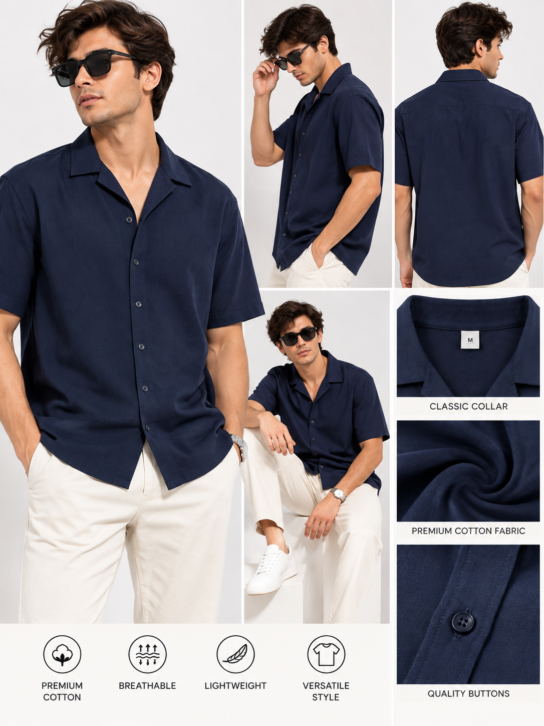 Plain Comfort Fit Cotton Shirt for Men